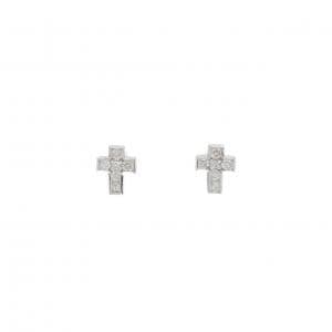 K18WG クロス ダイヤモンド ピアス 0.20CT