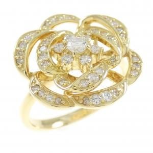 K18YG フラワー ダイヤモンド リング 0.42CT