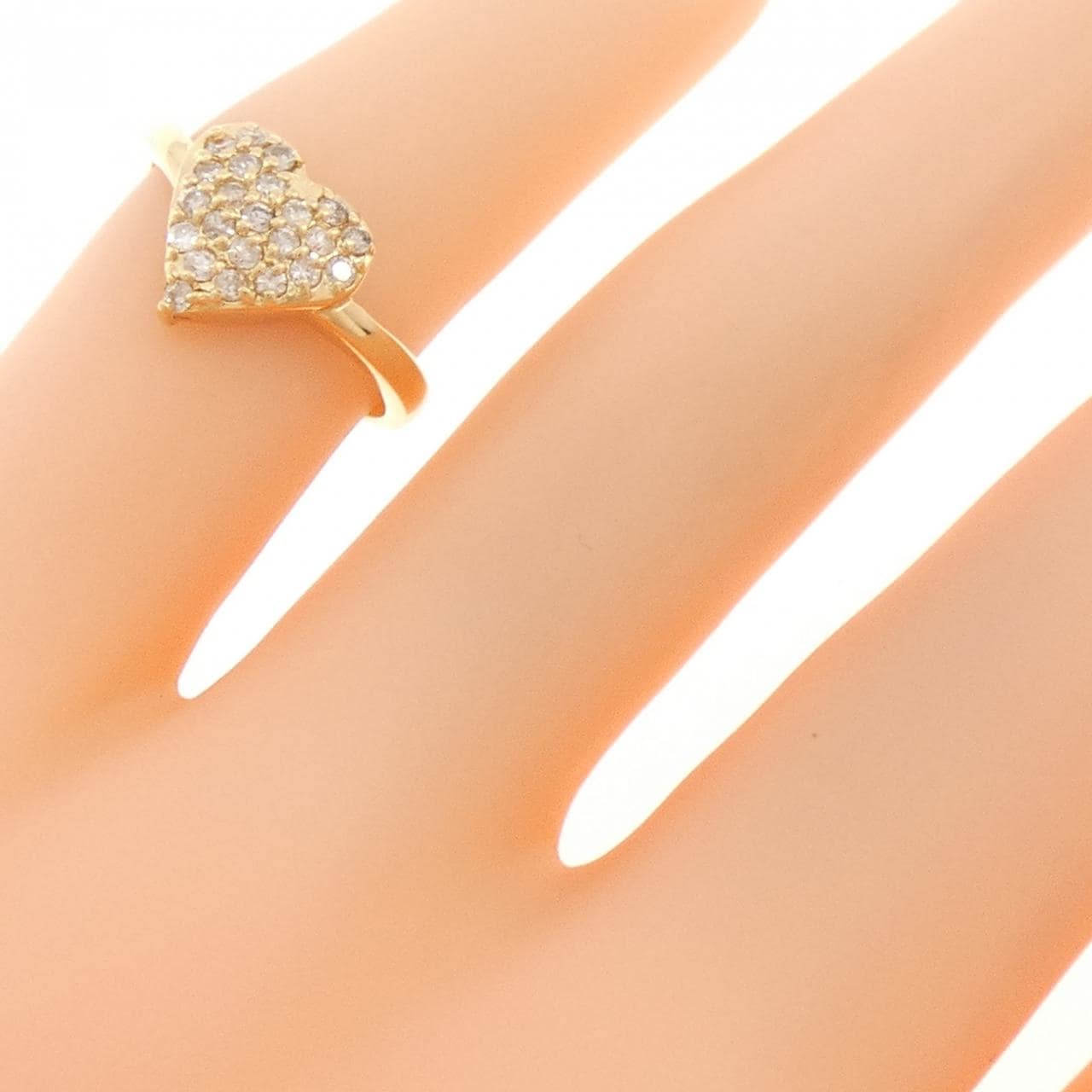 K18YG パヴェ ダイヤモンド ピンキー リング 0.21CT