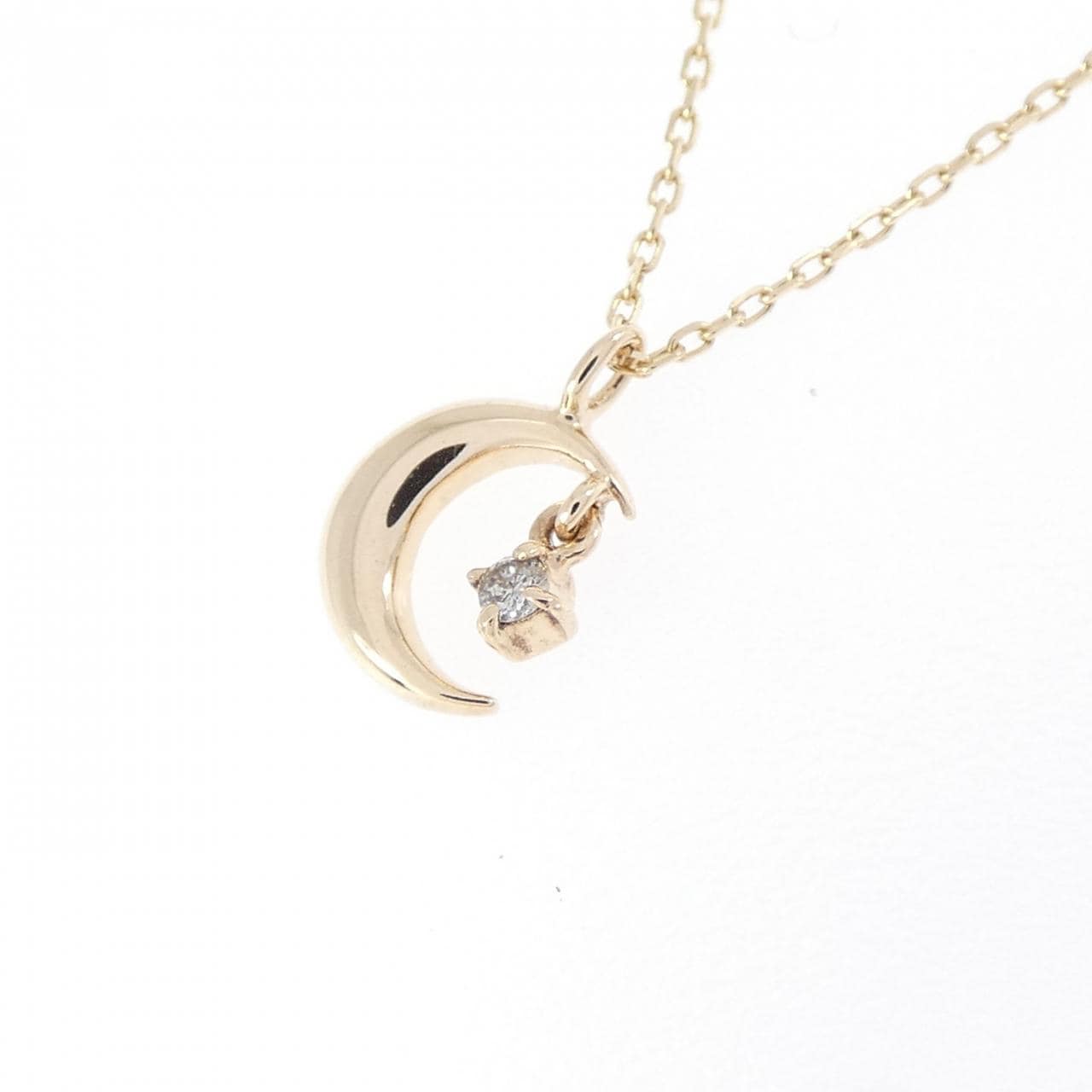 K10YG ムーン ダイヤモンド ネックレス 0.01CT