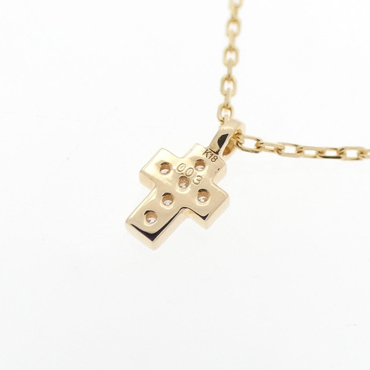 K18YG クロス ダイヤモンド ネックレス 0.03CT