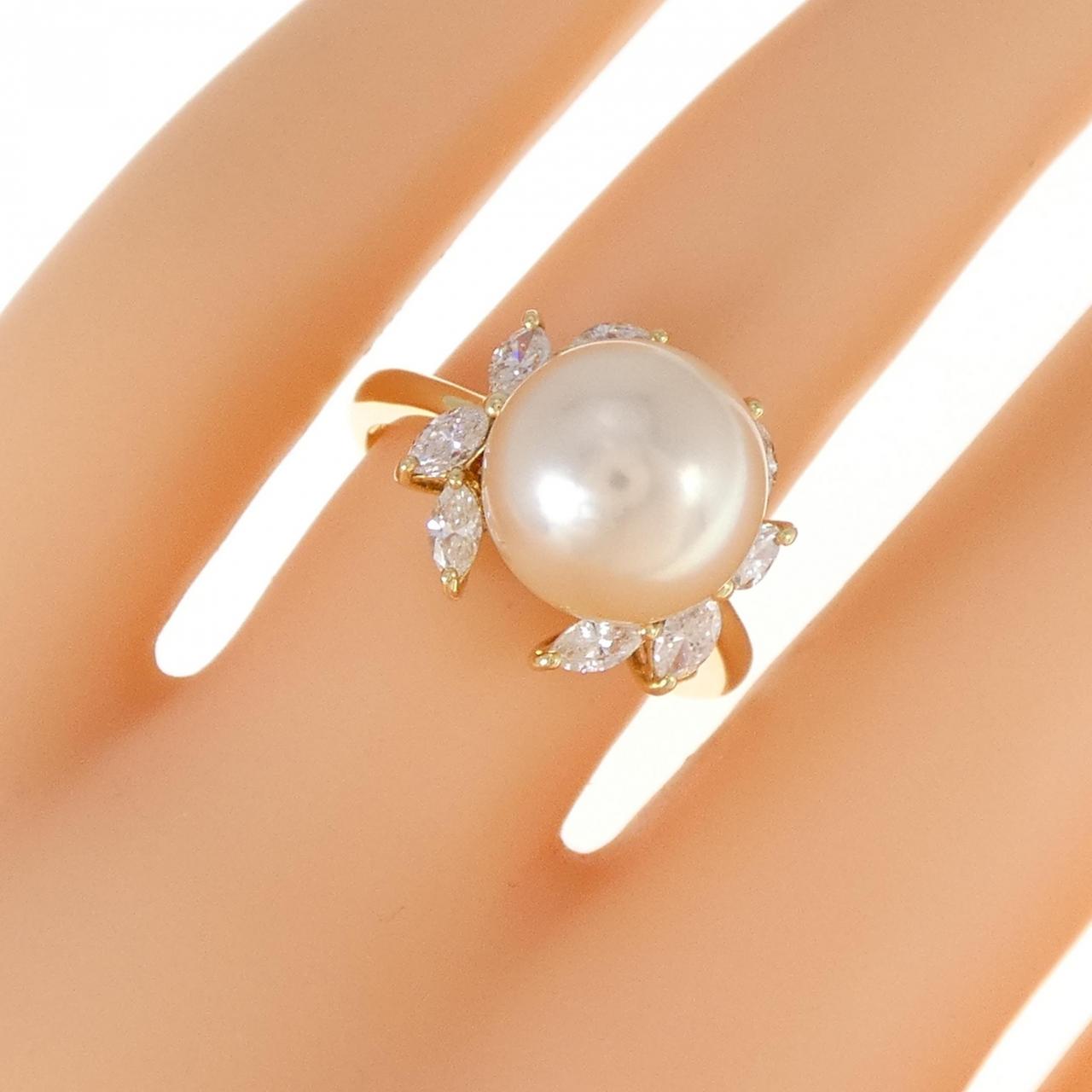 K18YG White Butterfly Pearl ring 10.4mm