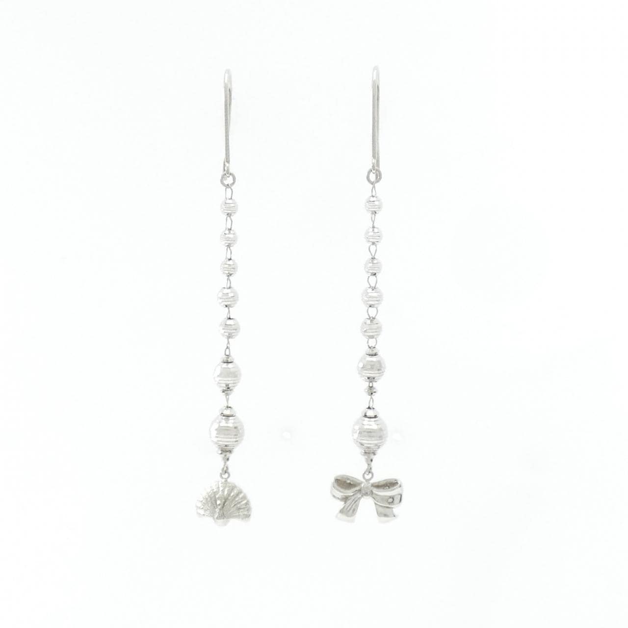 PT900 リボン×バード ダイヤモンド ピアス