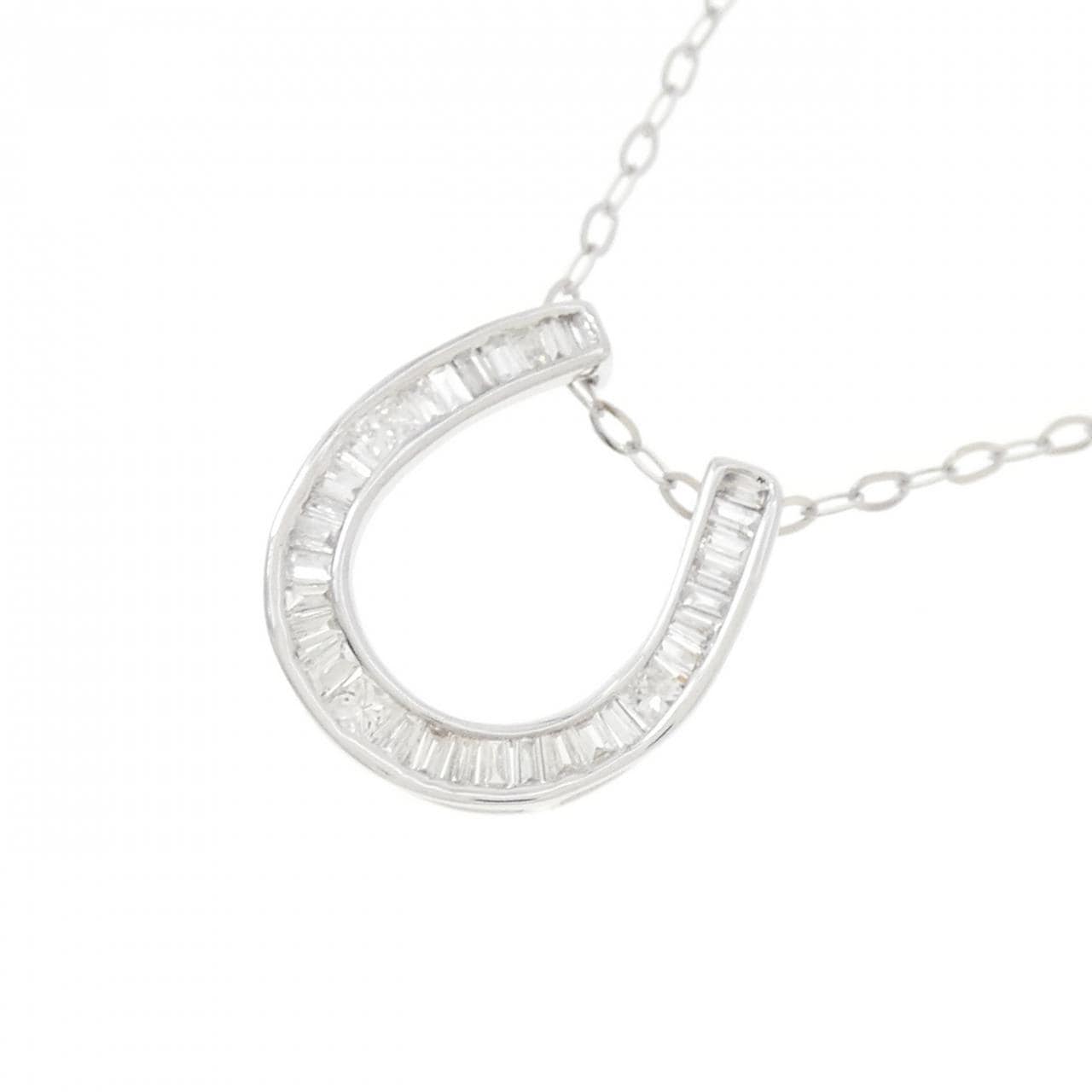 K18WG ホースシュー ダイヤモンド ネックレス 0.20CT