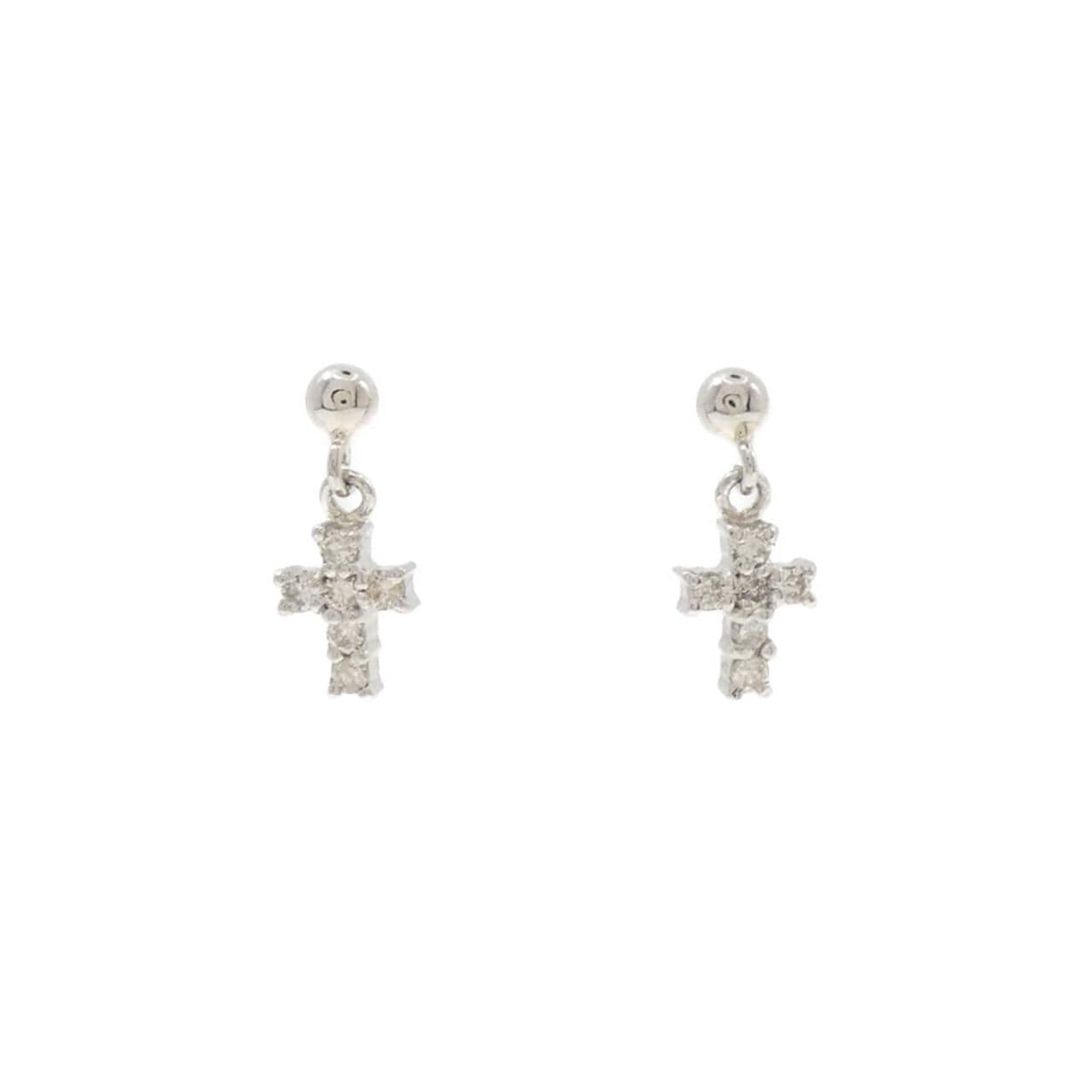 PT900 クロス ダイヤモンド ピアス 0.12CT