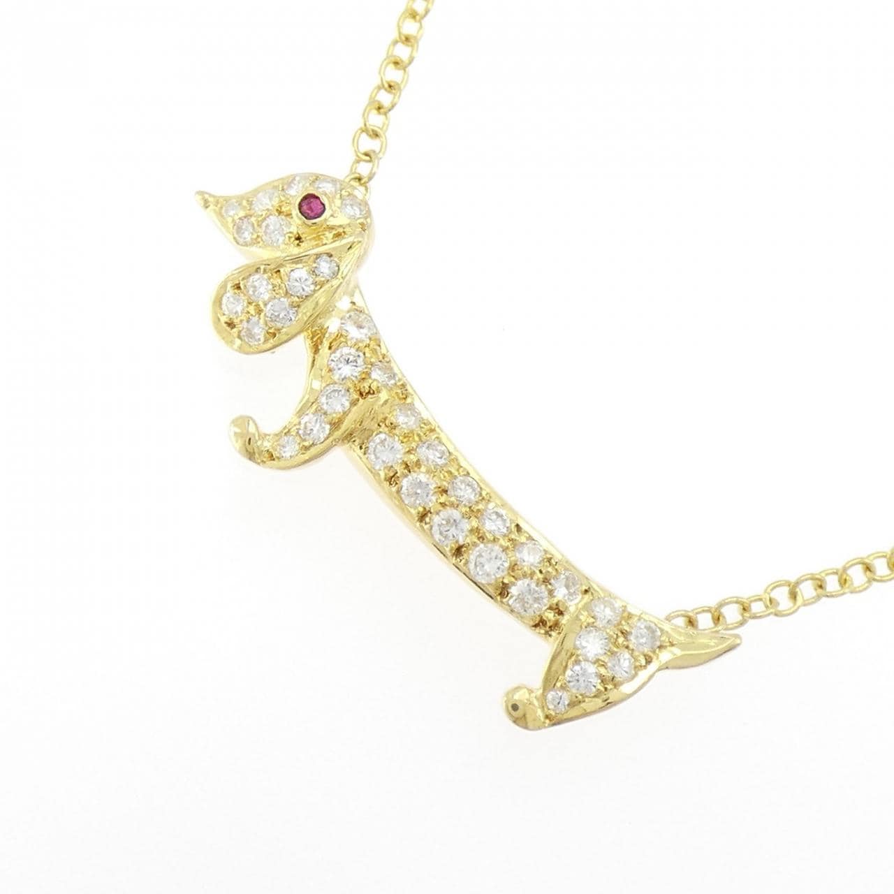 750YG狗狗紅寶石項鏈0.02CT