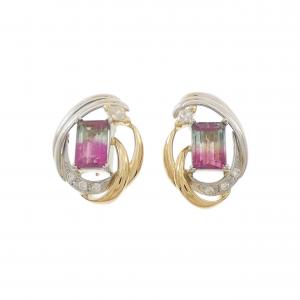 K18YG/PT トルマリン ピアス 2.36CT