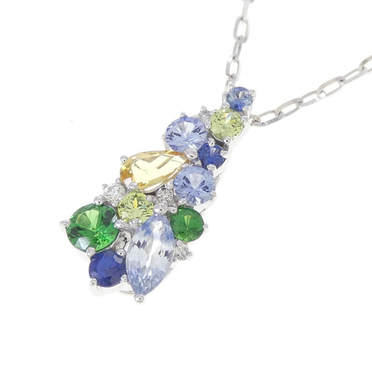 K18WG/750WG カラーストーン ネックレス