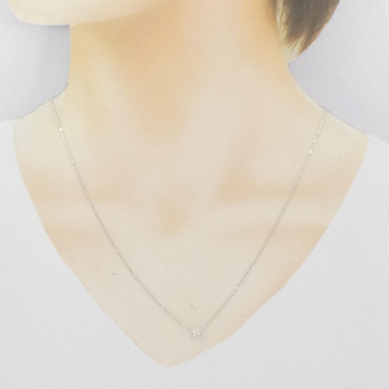 K18WG ソリティア ダイヤモンド ネックレス 0.09CT