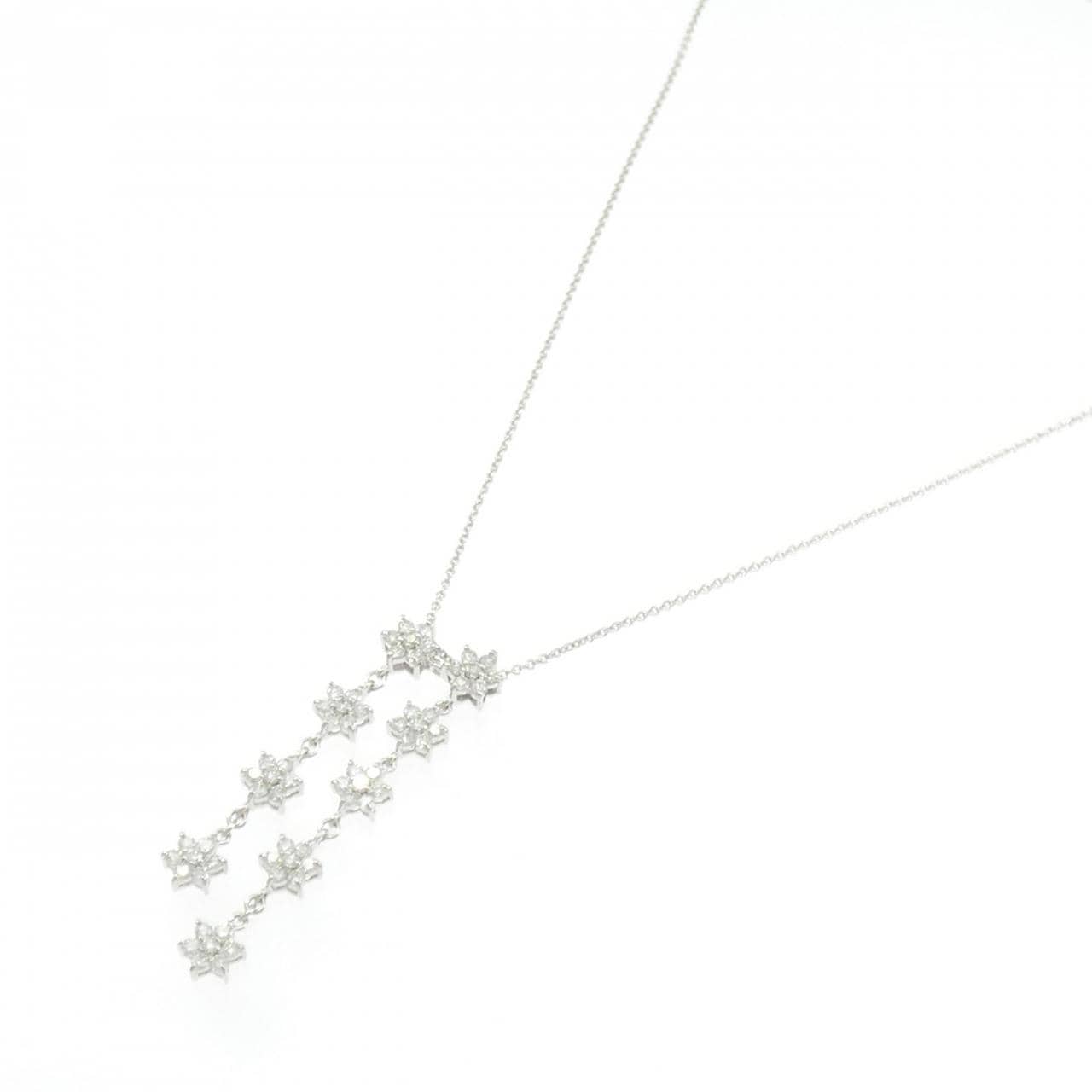 K18WG フラワー ダイヤモンド ネックレス 1.00CT