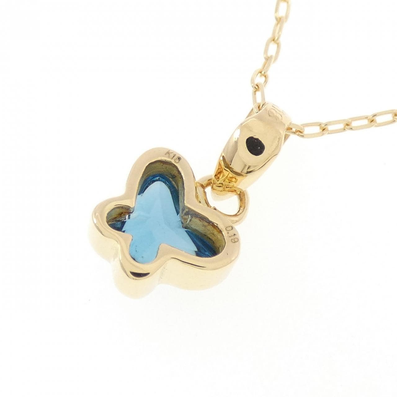 K18YG バタフライ ブルートパーズ ネックレス 0.19CT
