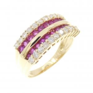 K18YG ルビー リング 0.83CT