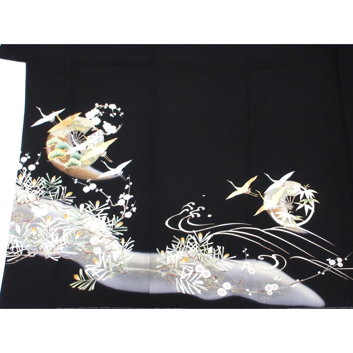 【未使用品】留袖　友禅金彩加工　刺繍入りボカシ染　左二ツ丁子巴　身幅Ｌ寸