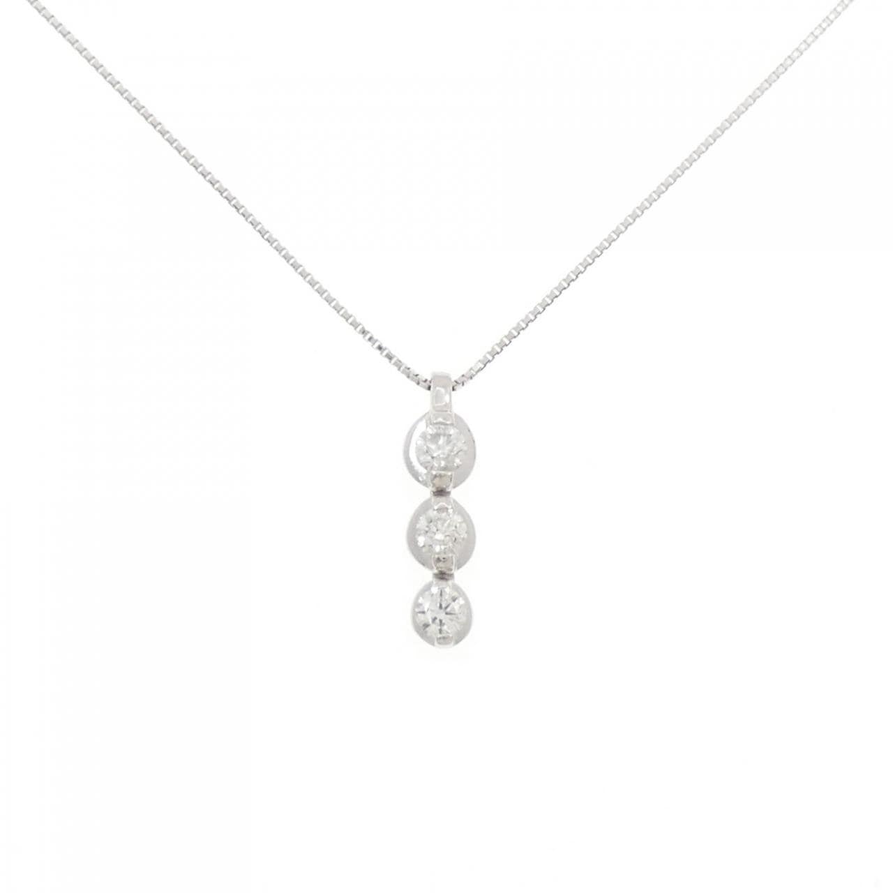 K18WG スリーストーン ダイヤモンド ネックレス 0.50CT