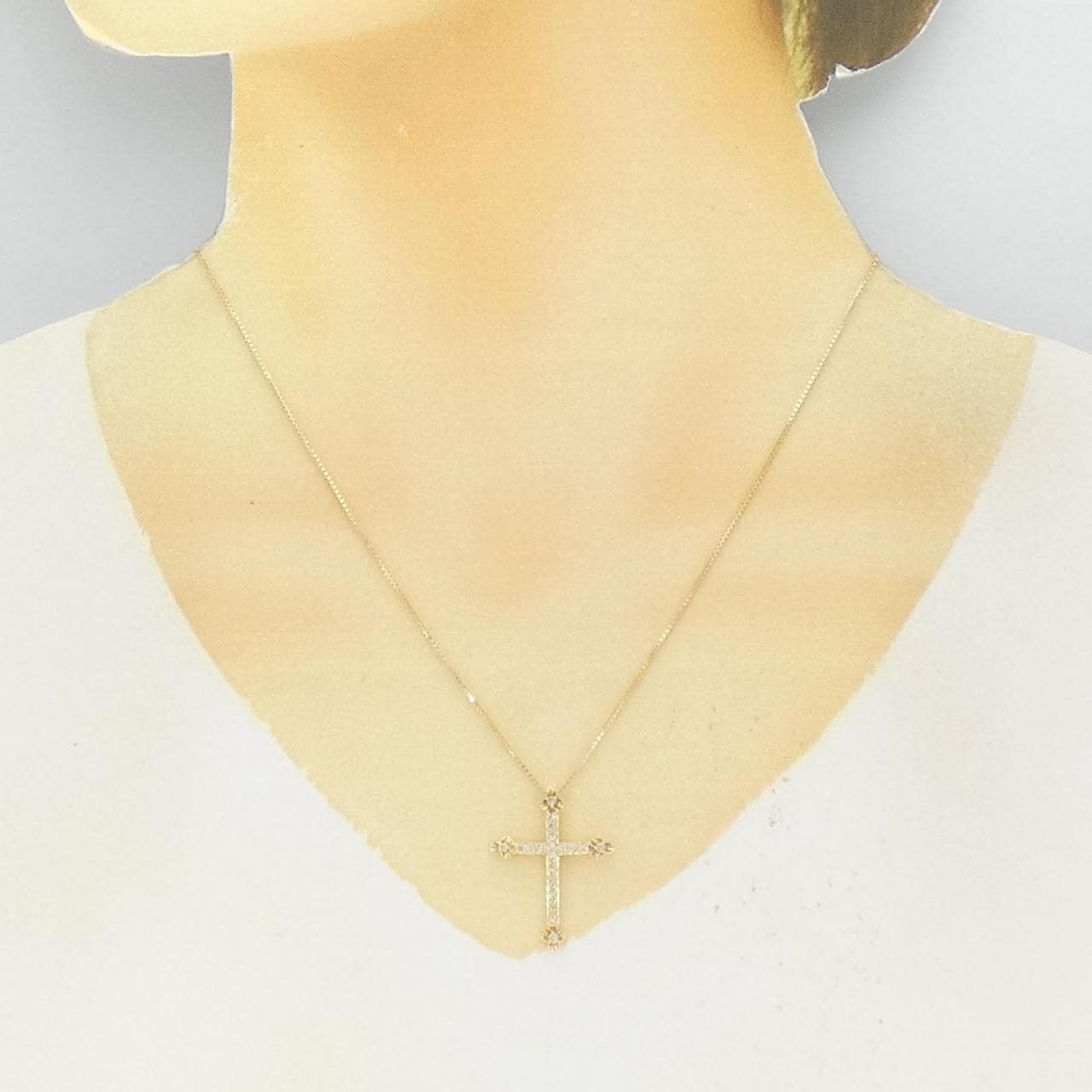 K18YG クロス ダイヤモンド ネックレス 0.30CT