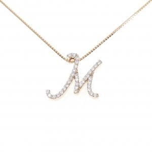 K18PG イニシャルM ダイヤモンド ネックレス 0.18CT
