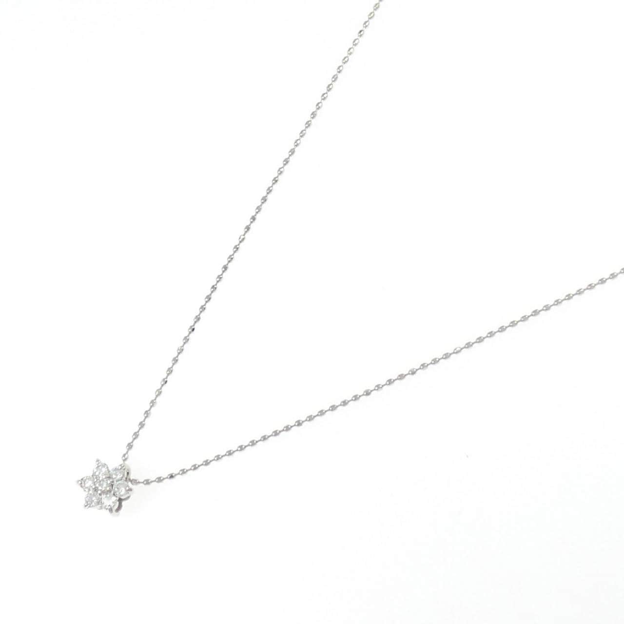 PT900/PT850 フラワー ダイヤモンド ネックレス 0.13CT