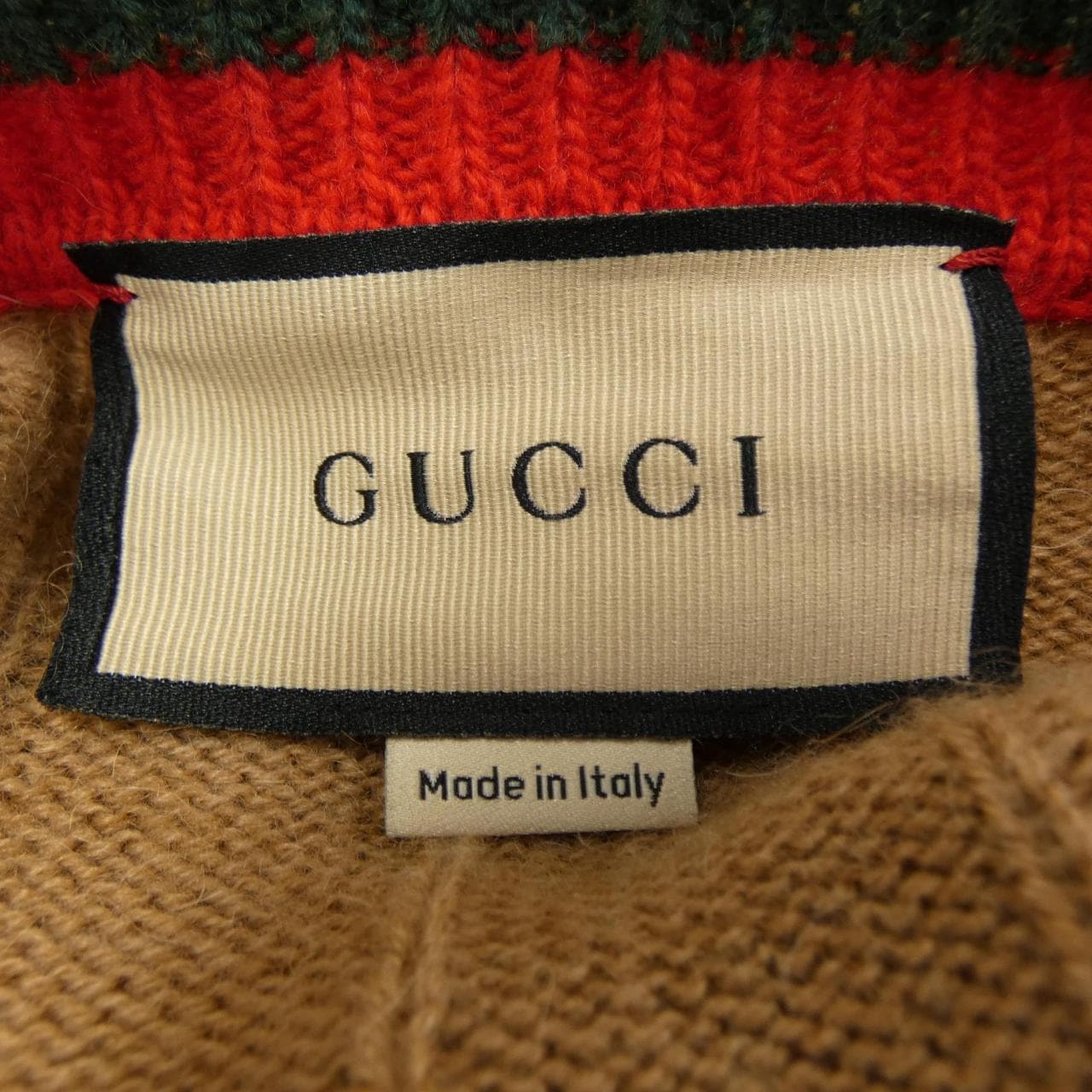 グッチ GUCCI ウェブ ストライプ付き キャメル リブニット セーター 721035 XKB4A ニット