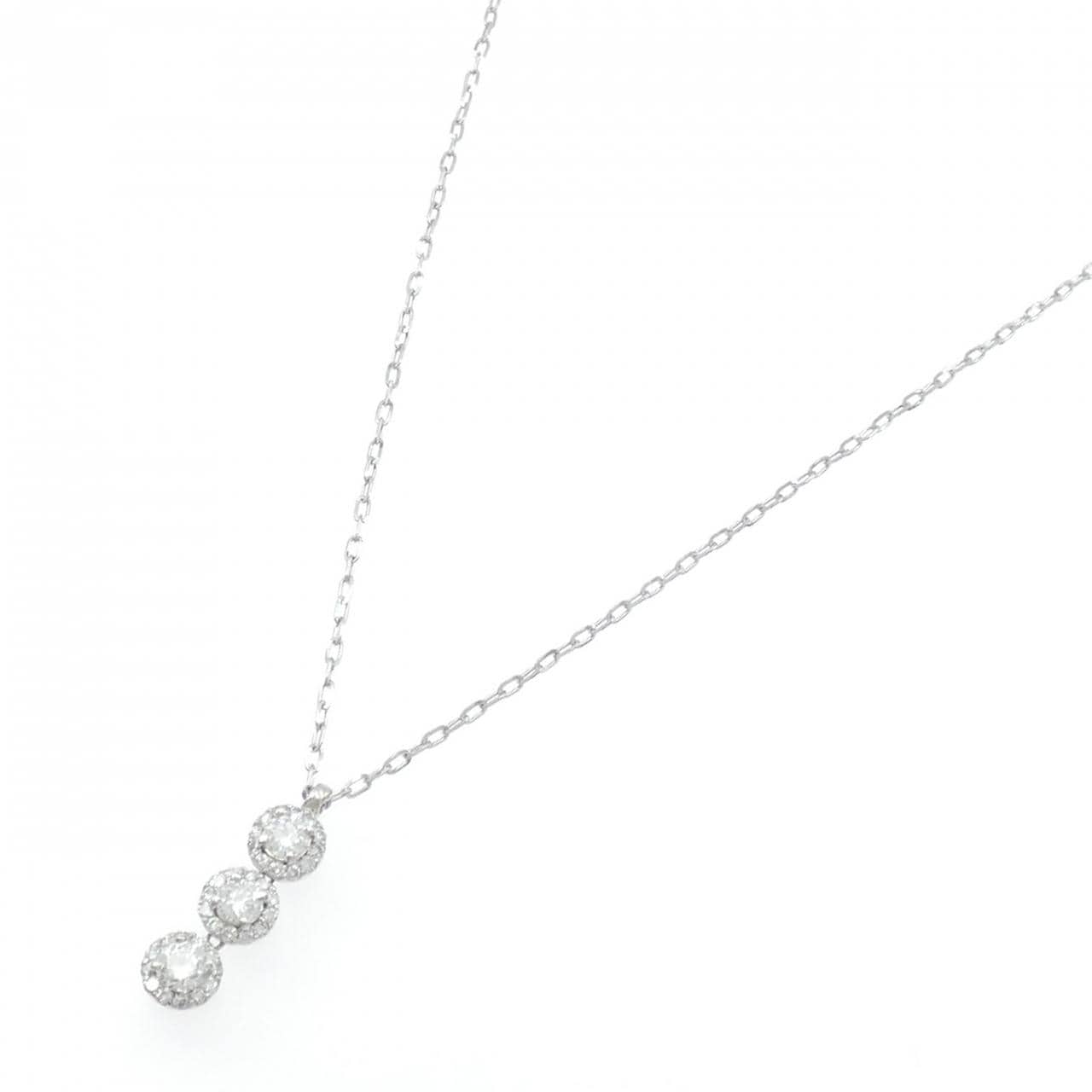 PT900/PT850 スリーストーン ダイヤモンド ネックレス 0.585CT