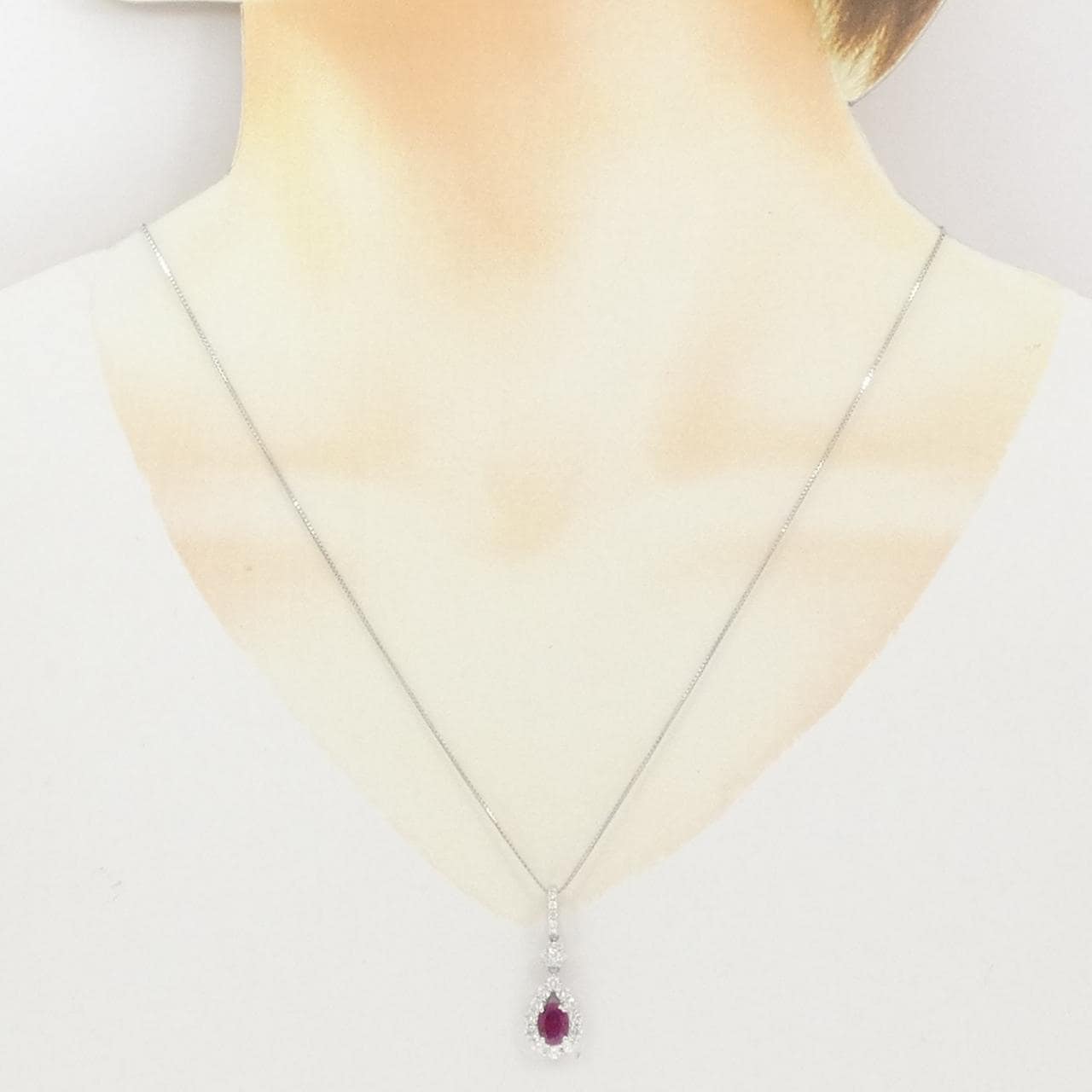 PT900/PT850 ルビー ネックレス 1.06CT