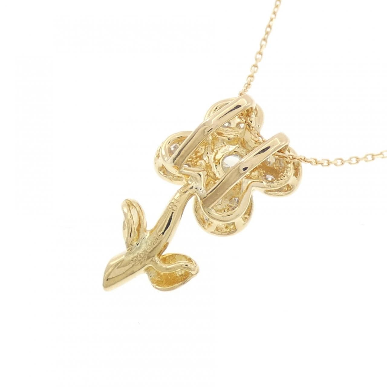 K18YG フラワー ダイヤモンド ネックレス 0.18CT