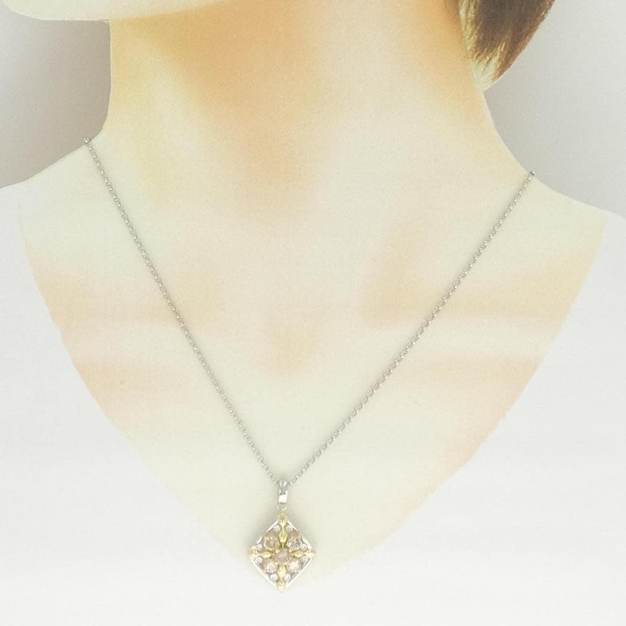 PT900/K18YG/PT850 ダイヤモンド ネックレス 1.54CT