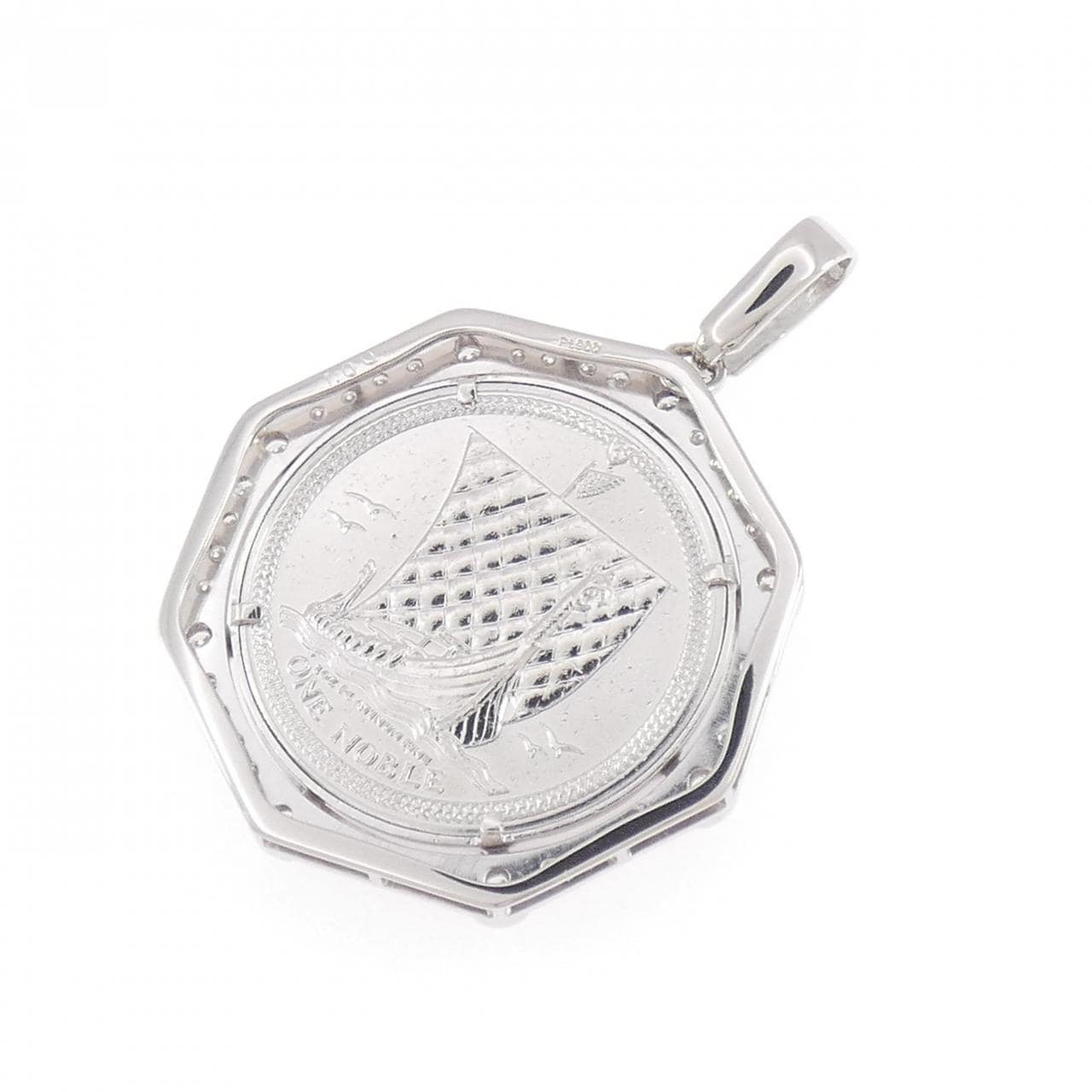 PT900(枠) ダイヤモンド コイン ペンダント 1.00CT