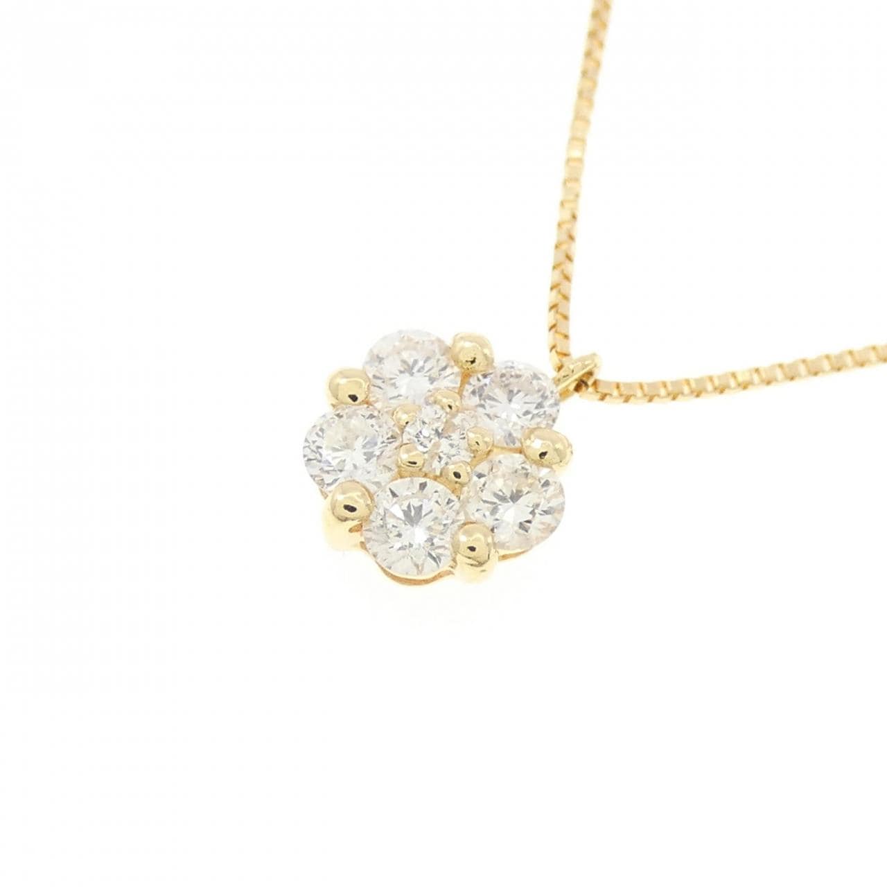 K18YG フラワー ダイヤモンド ネックレス 0.35CT