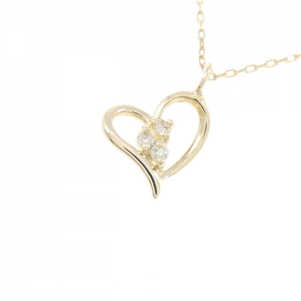 K10YG ハート ダイヤモンド ネックレス