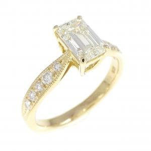 【リメイク】K18YG ダイヤモンド リング 1.01CT M SI1 エメラルドカット