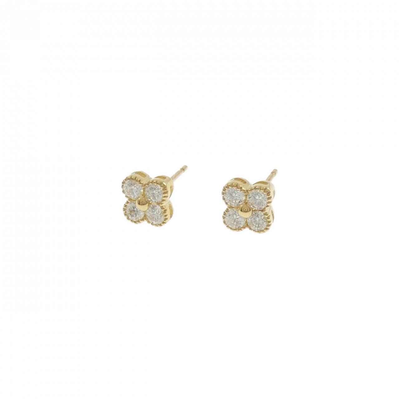 【新品】K18YG フラワー ダイヤモンド ピアス 0.501CT