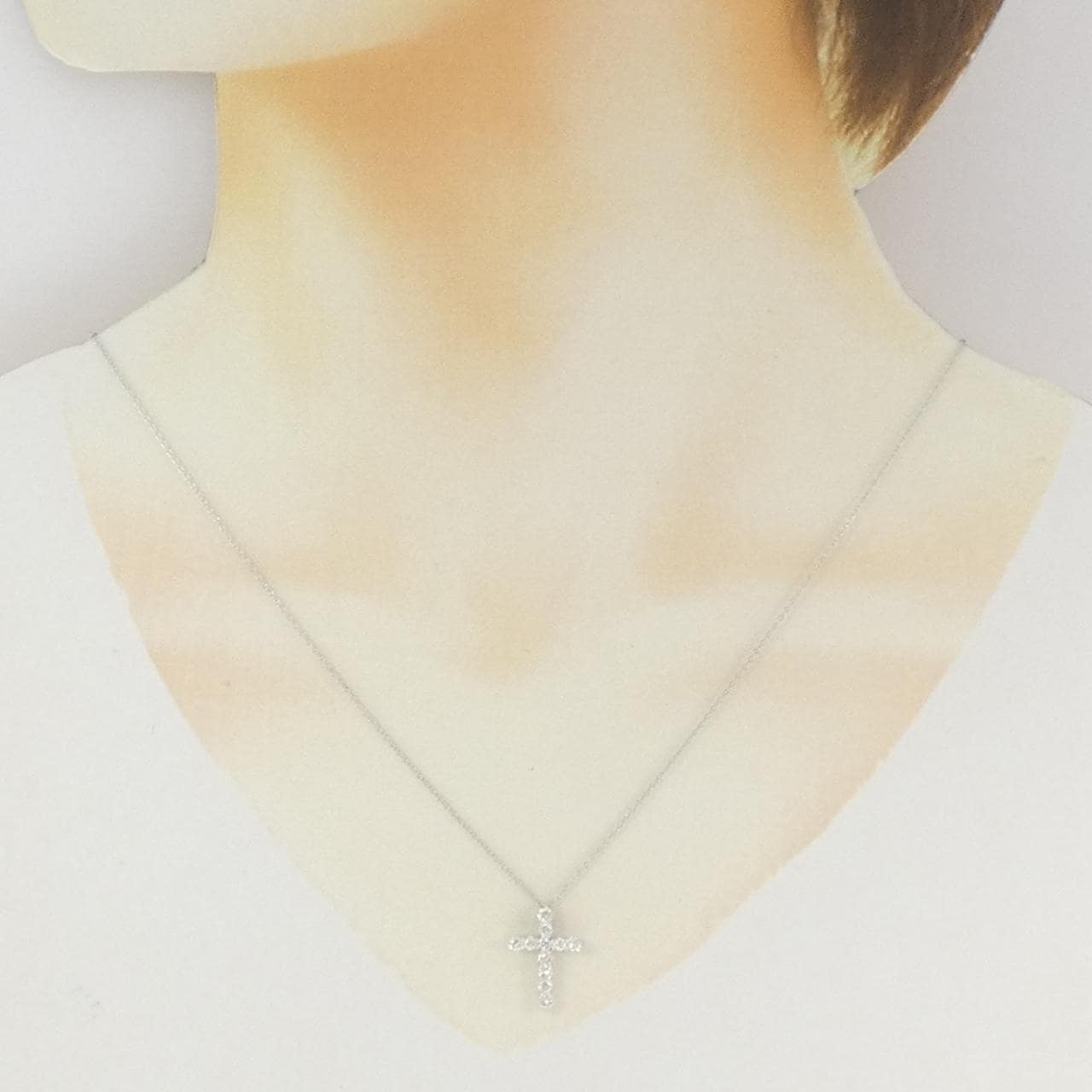 K18WG クロス ダイヤモンド ネックレス 0.50CT