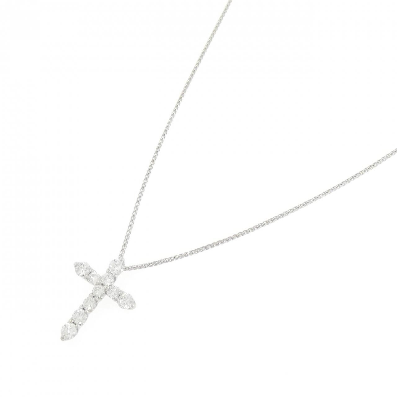 K18WG/750WG クロス ダイヤモンド ネックレス 1.00CT