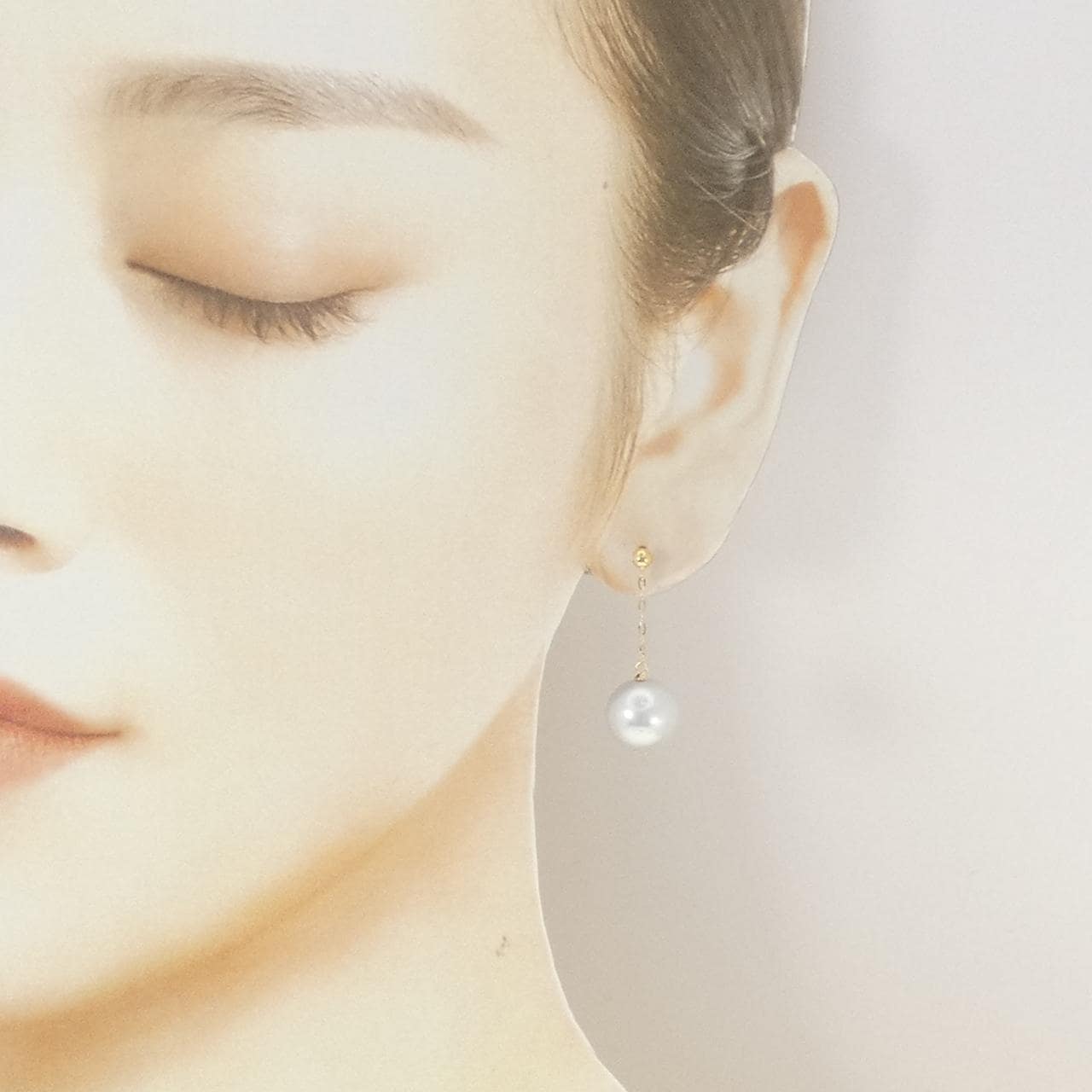 K18YG 白蝶パール ピアス 11.1mm