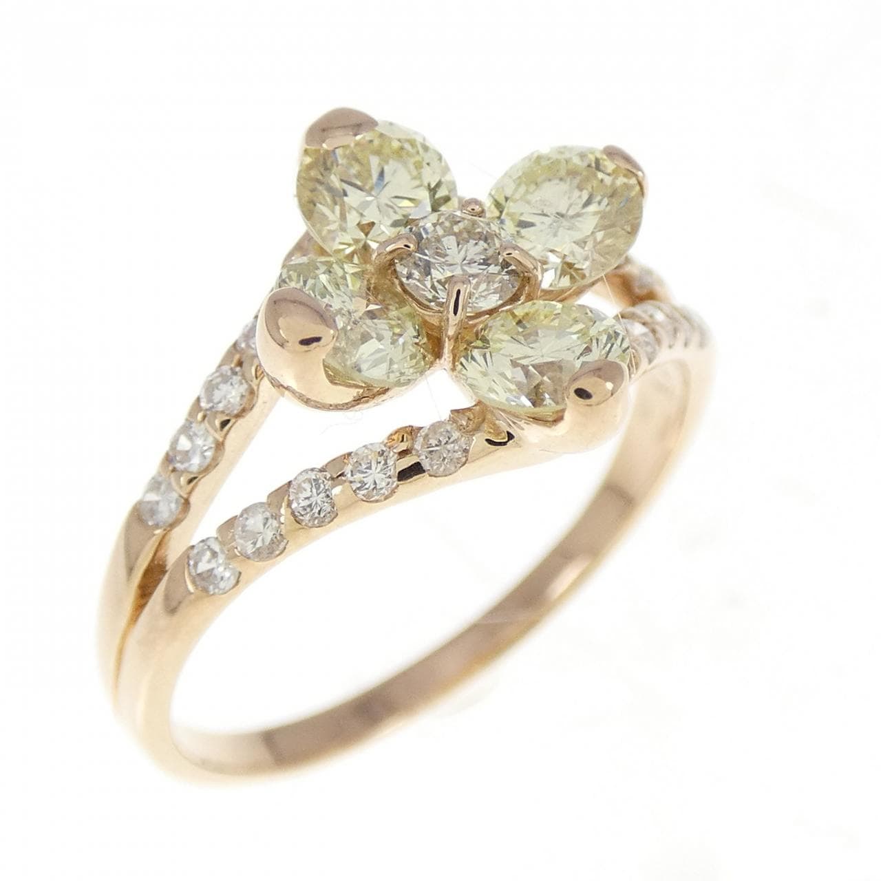 K18PG Flower Diamond Ring 1.20CT