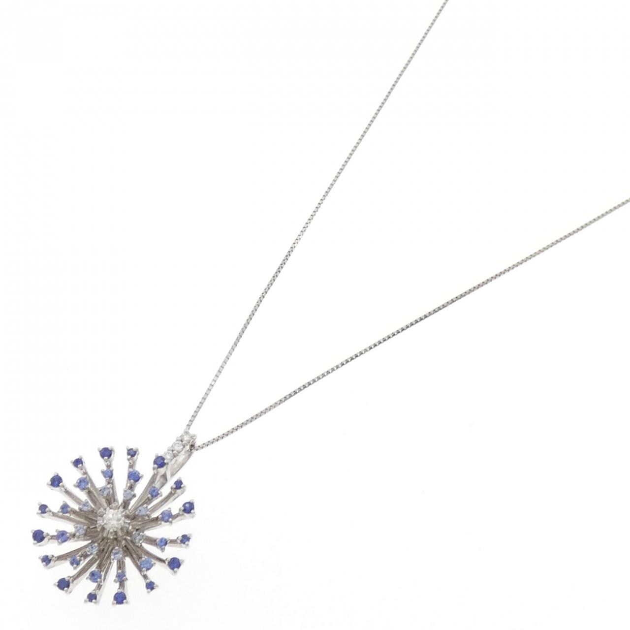 K18WG/PT850 サファイヤ ネックレス 0.60CT