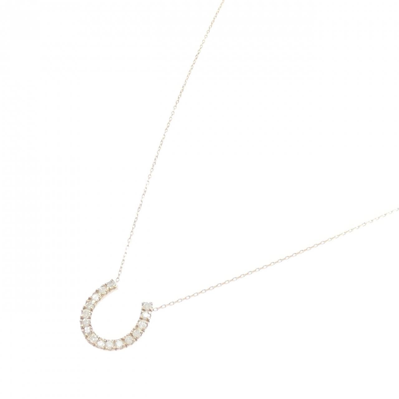 K18PG ホースシュー ダイヤモンド ネックレス 0.20CT