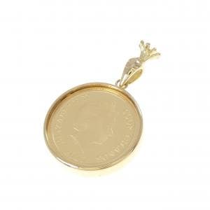 K18YG(枠) ダイヤモンド コイン ペンダント 0.01CT