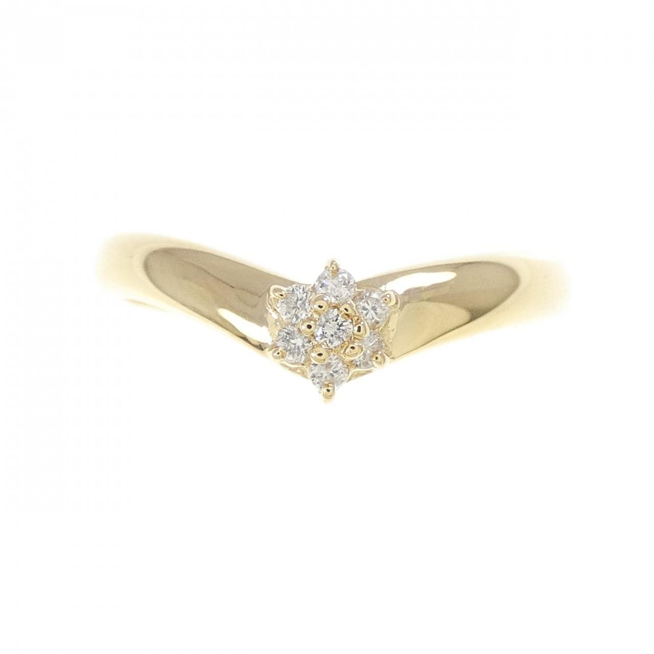 K18YG フラワー ダイヤモンド リング 0.07CT