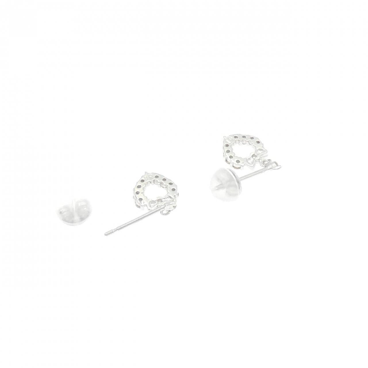 K18WG ハート ダイヤモンド ピアス 0.2CT