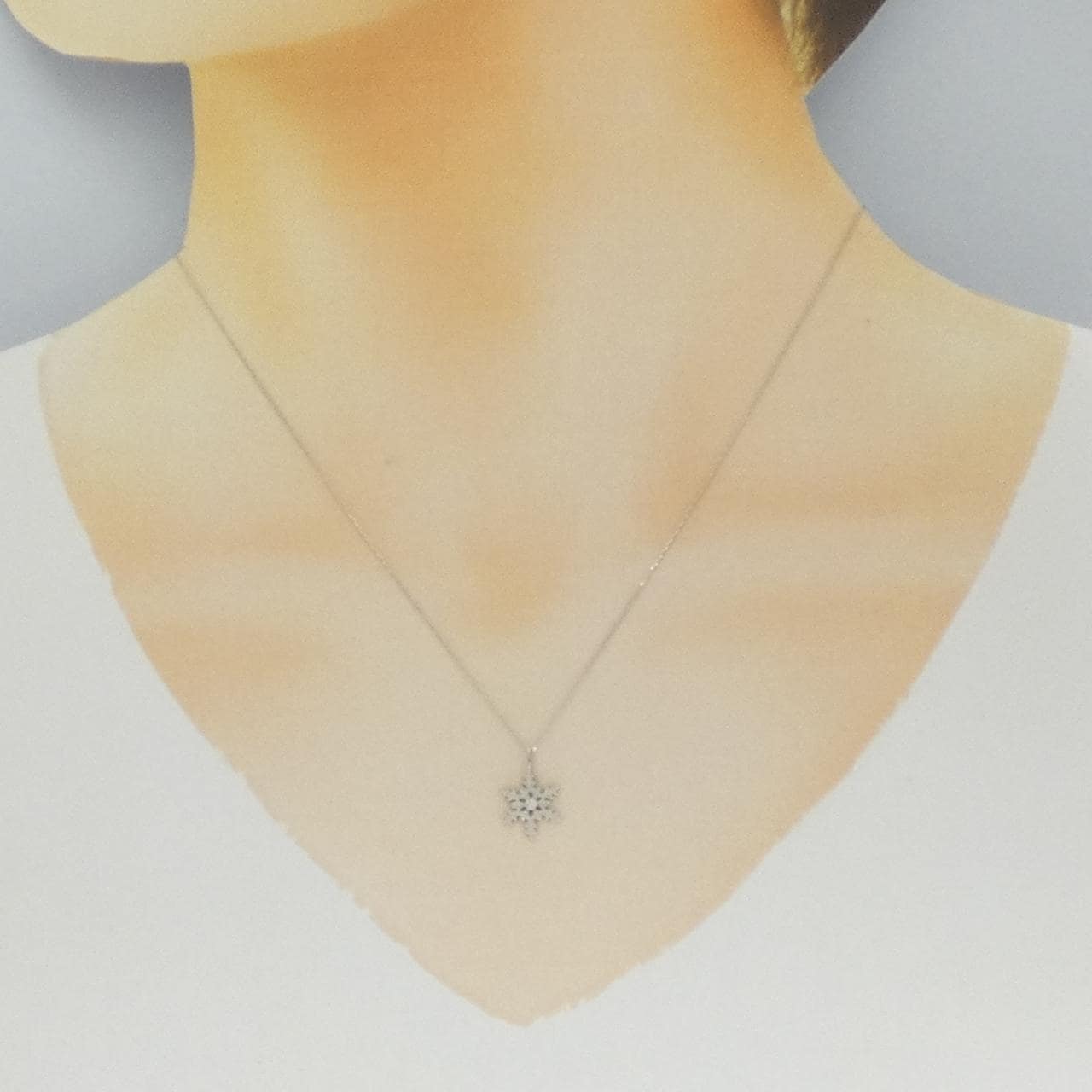 PT950/PT850 スノーフレーク ダイヤモンド ネックレス 0.02CT