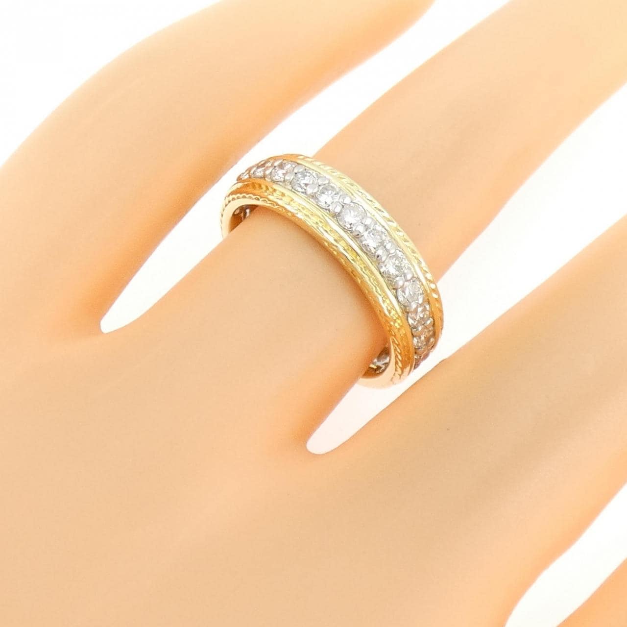 K18YG/PT900 ダイヤモンド リング 0.88CT