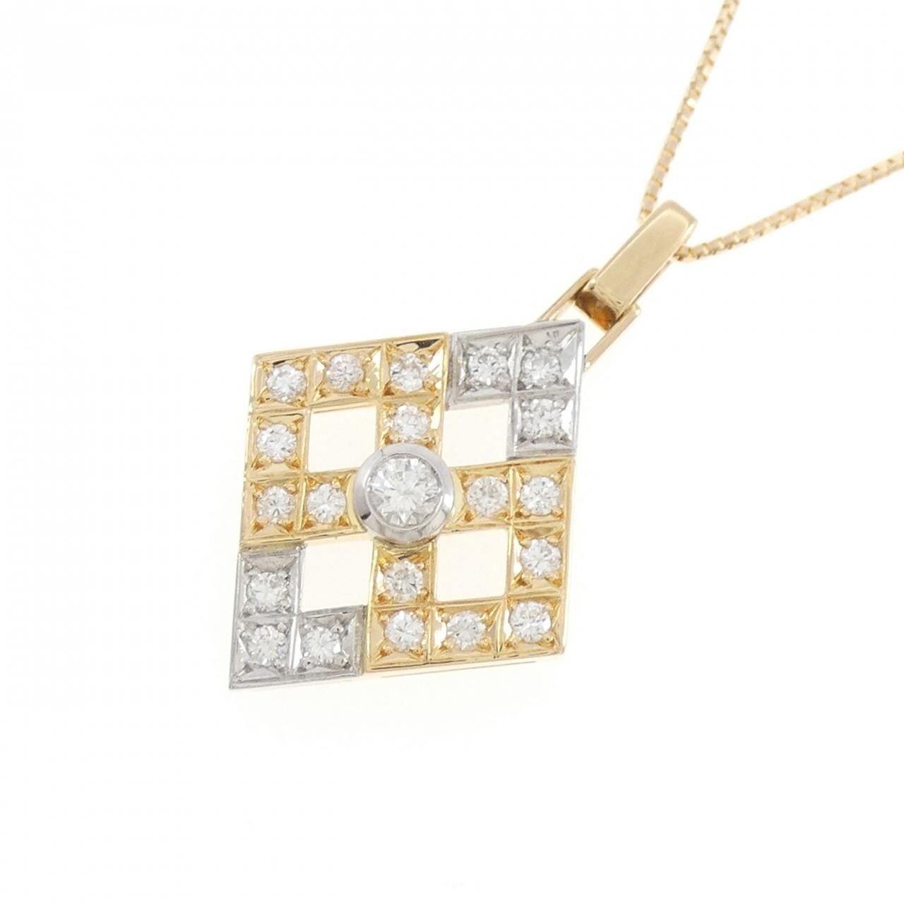 K18YG/PT900 ダイヤモンド ネックレス 0.10CT