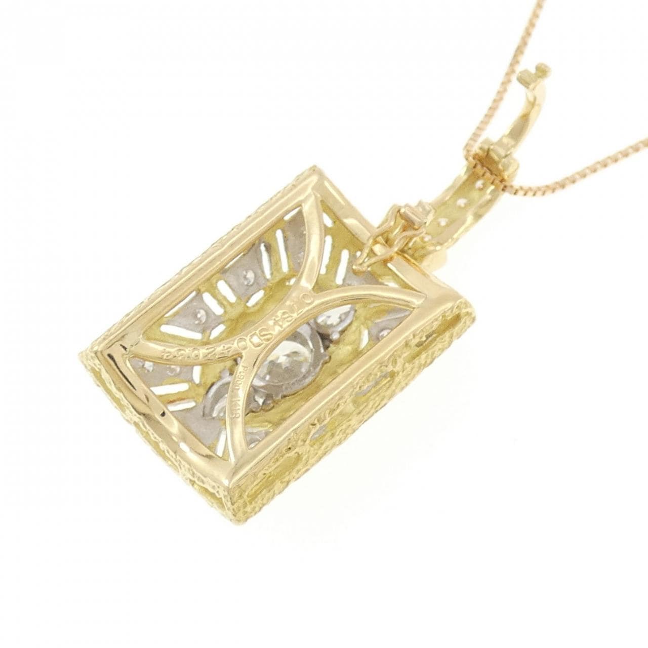 K18YG/PT900 ダイヤモンド ネックレス 0.784CT K VS2 Good