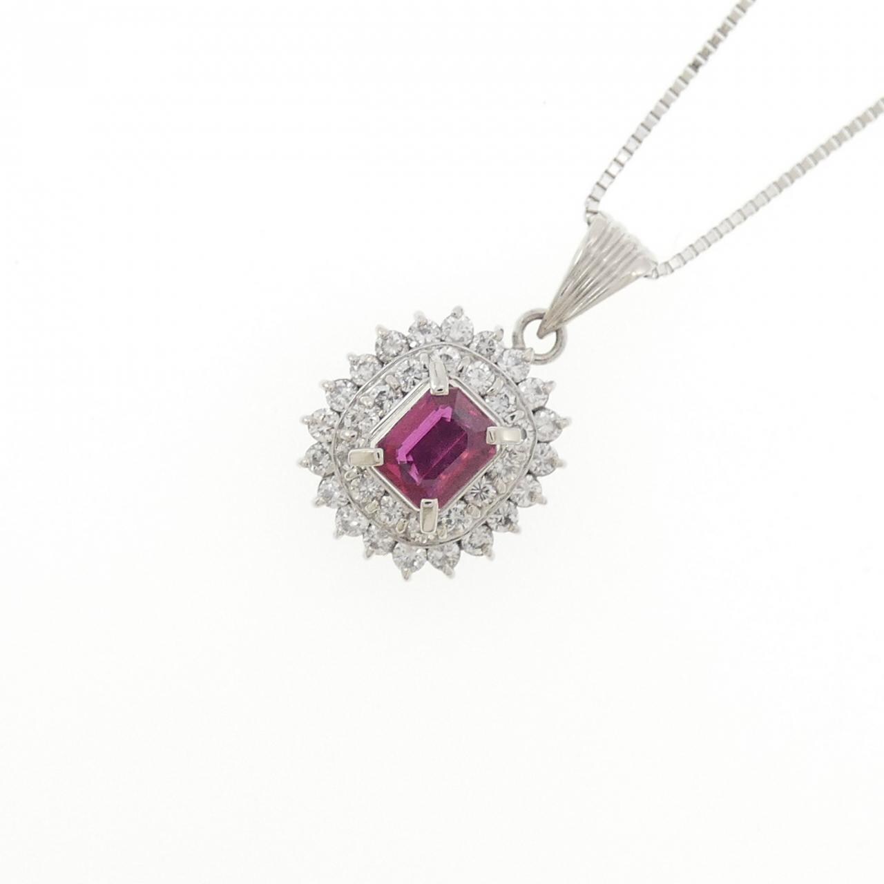 PT900/PT850 ルビー ネックレス 0.52CT
