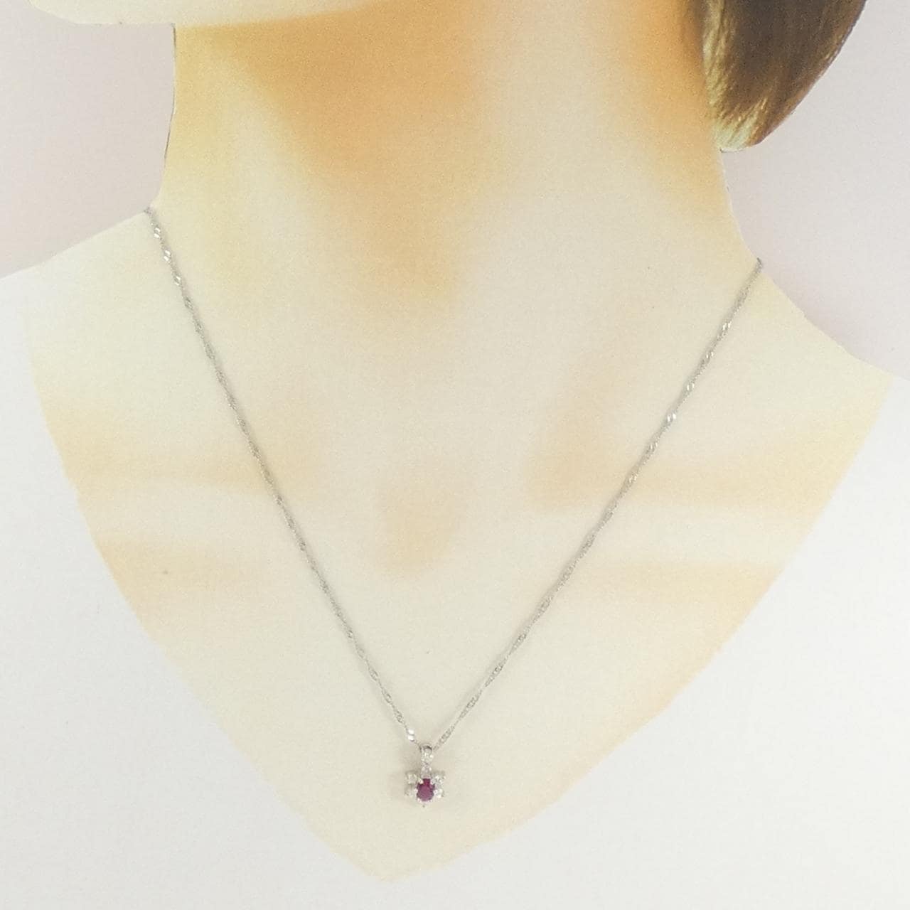 PT900/PT850 ルビー ネックレス 0.46CT