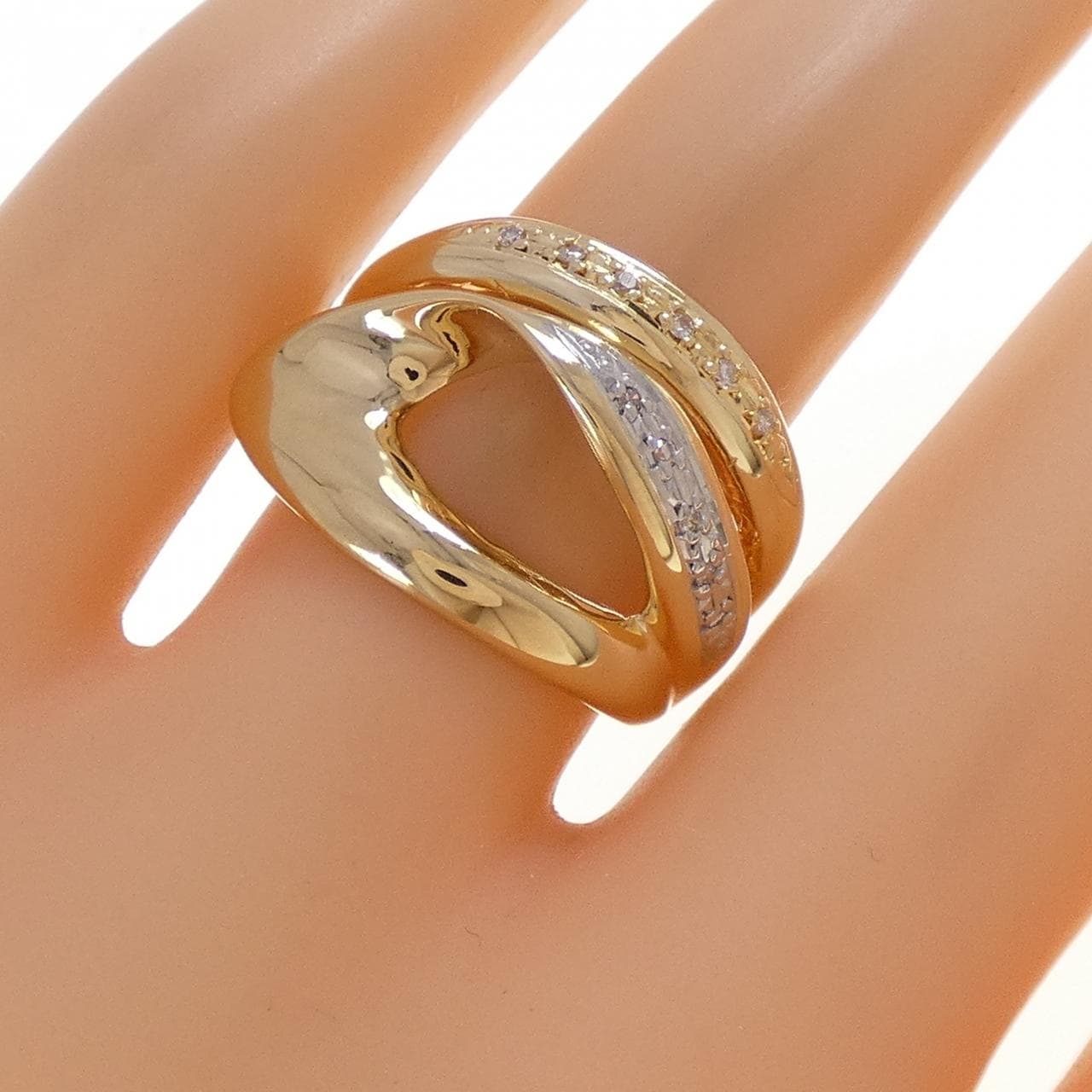 K18YG/PT900 ダイヤモンド リング 0.06CT