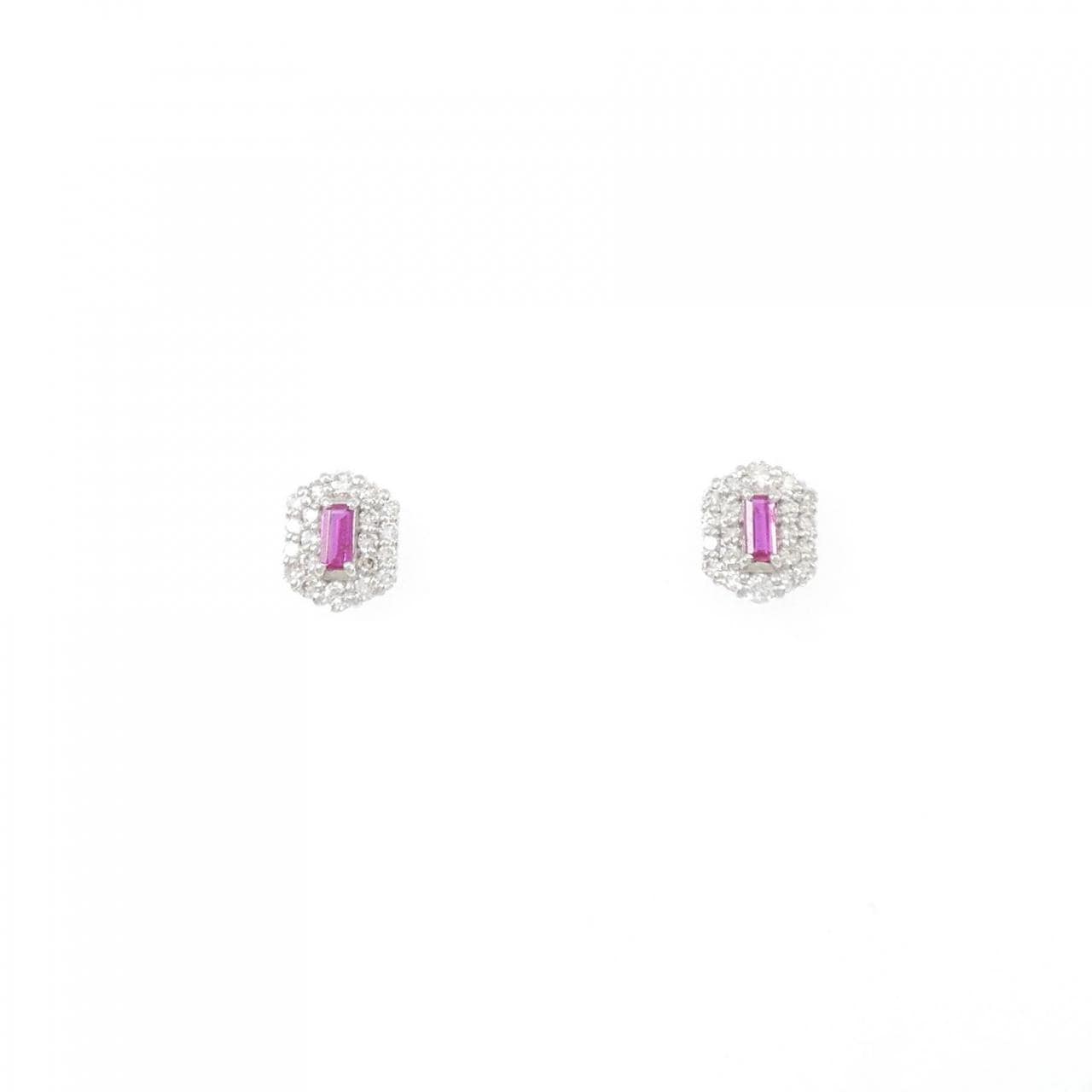 [BRAND NEW] PT ruby earrings 0.15CT
