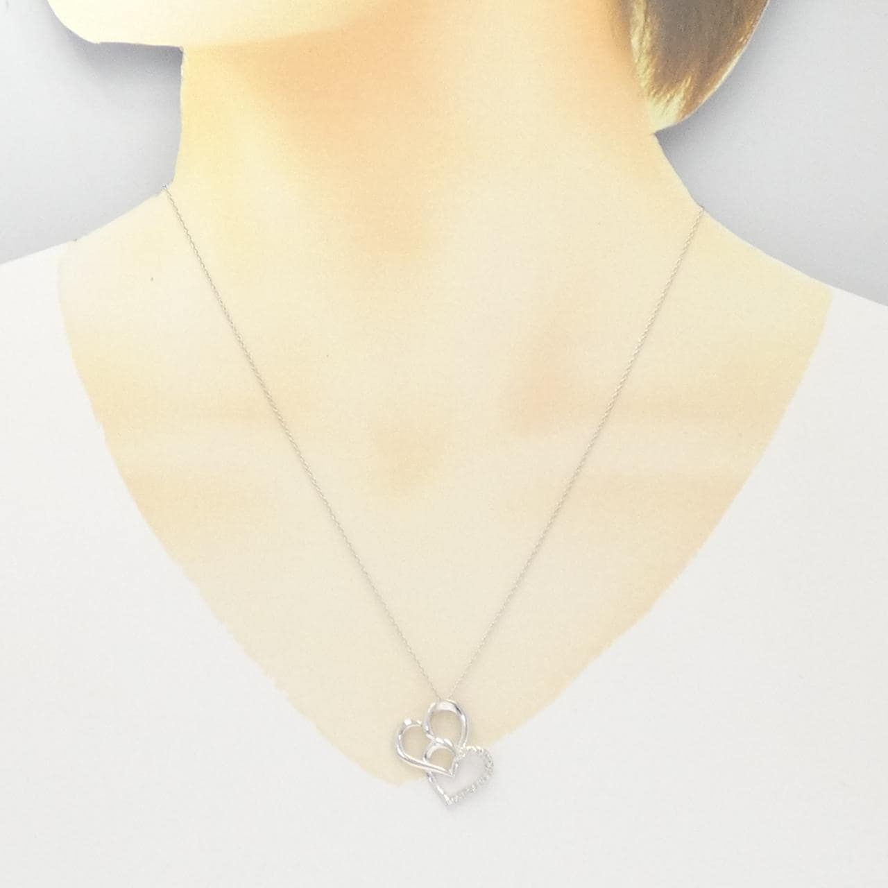 K18WG ハート ダイヤモンド ネックレス 0.11CT