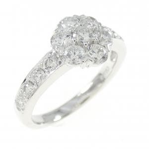 K18WG フラワー ダイヤモンド リング 1.00CT